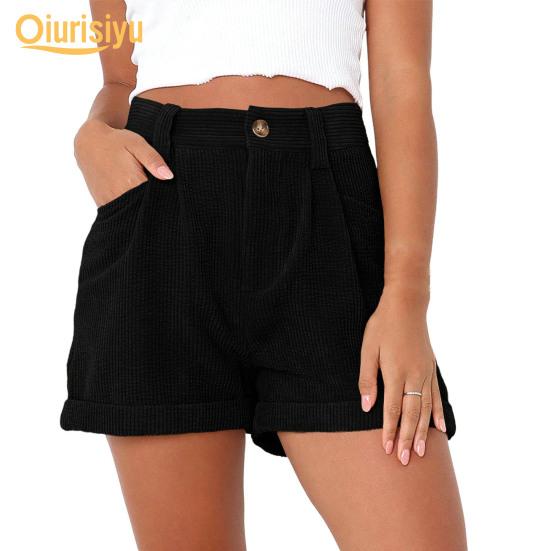 Стильные карманы для свиданий в рубчик, женские мини-шорты трапециевидной формы, женская одежда, мини-шорты
