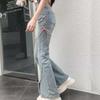 Wide Leg Y2k Bow Denim Jeans Lace Tied-up Split Fork Denim Pants Soft High Waist Pants  Girls