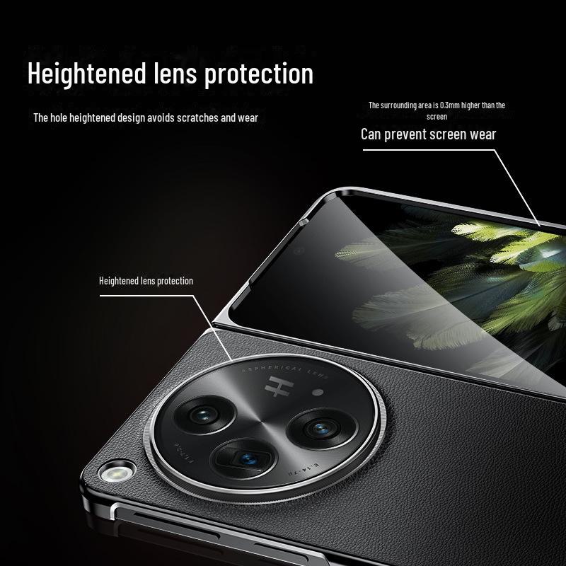 Чехол для складного экрана OPPO Find N3 из гальванизированной кожи: Полное покрытие, защита от падения, с подставкой