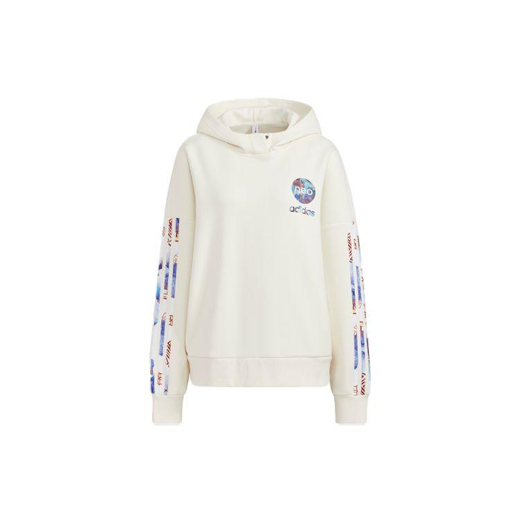 adidas Neo CNY Толстовка с капюшоном и принтом в три полоски Женские топы Off-White HM7483