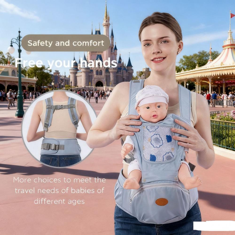 Multifunctional Baby Hip‑Seat Carrier, One‑Size Breathable Double‑Shoulder Infant Sling, Baby Carrying Stool for Southeast Asia & North America