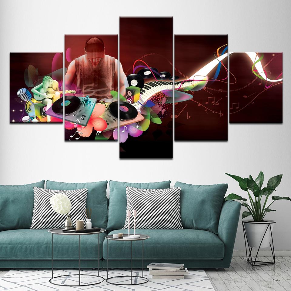 Canvas Painting DJ life music dancing 5 Pieces Wall Art Painting Modular Wallpapers Poster Print for living room Home Decor