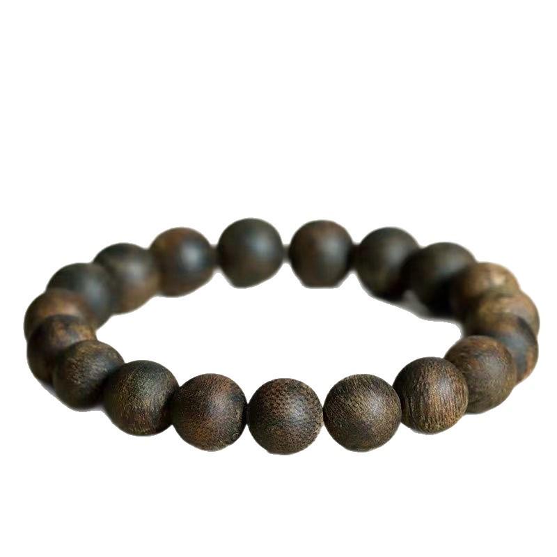 Agarwood Black Qinan High Oil Sinking Bracelet: 108 Bead Buddhist Rosary with Round and Barrel Beads, High-Quality Woody Hand Jewelry.