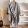 Women Draped Shawl Adjustable Crossover Front Lightweight Soft Warm Shawl Scarf Cape Cardigan Solid Color Knitting Shawl
