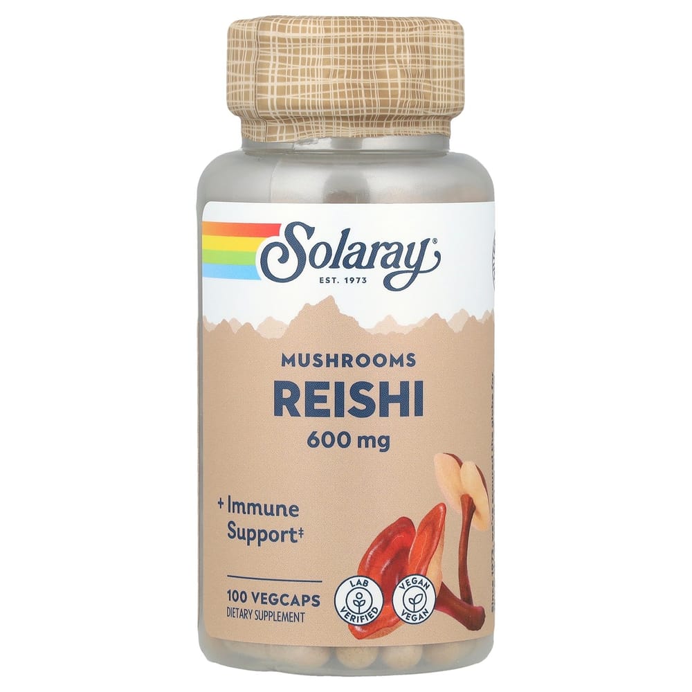 Solaray Reishi Mushroom 600mg Veggie Capsules, 100 Count