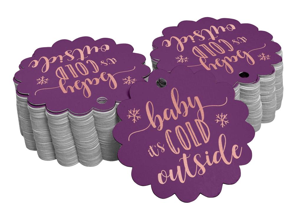 Inkdotpot Gold Foil Paper Hang Tags Baby It's Cold Outside Baby Shower Favor Tags 100