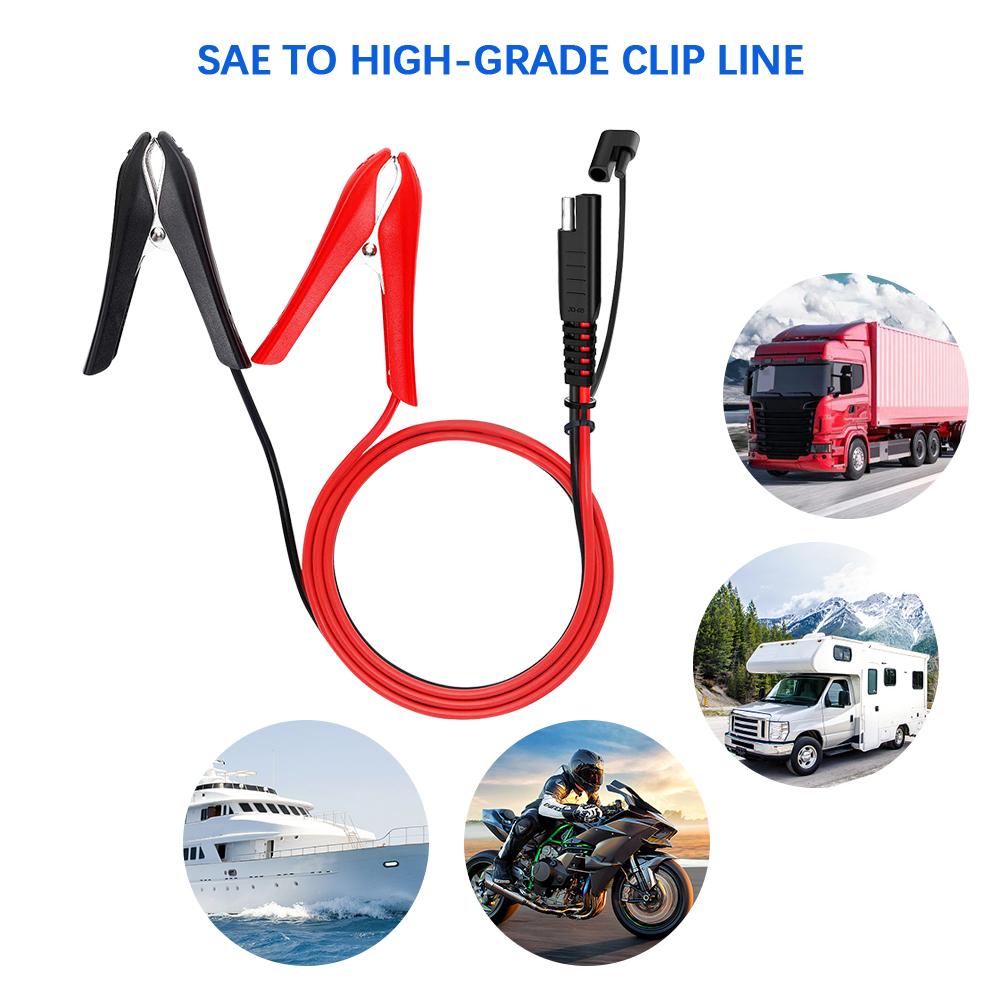 Линия для зарядки с зажимами-крокодилами 16 AWG Зарядное устройство SAE - Кабель с зажимами 60 см Автомобильный быстрый разъем Автомобильный удлинительный кабель Быстрый разъем