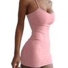 Women Slip Dress for Club Party Beach Spaghetti Strap Sheath Slim Fit Dress Sleeveless Backless Strappy Dress Solid Color Summer Mini Dress