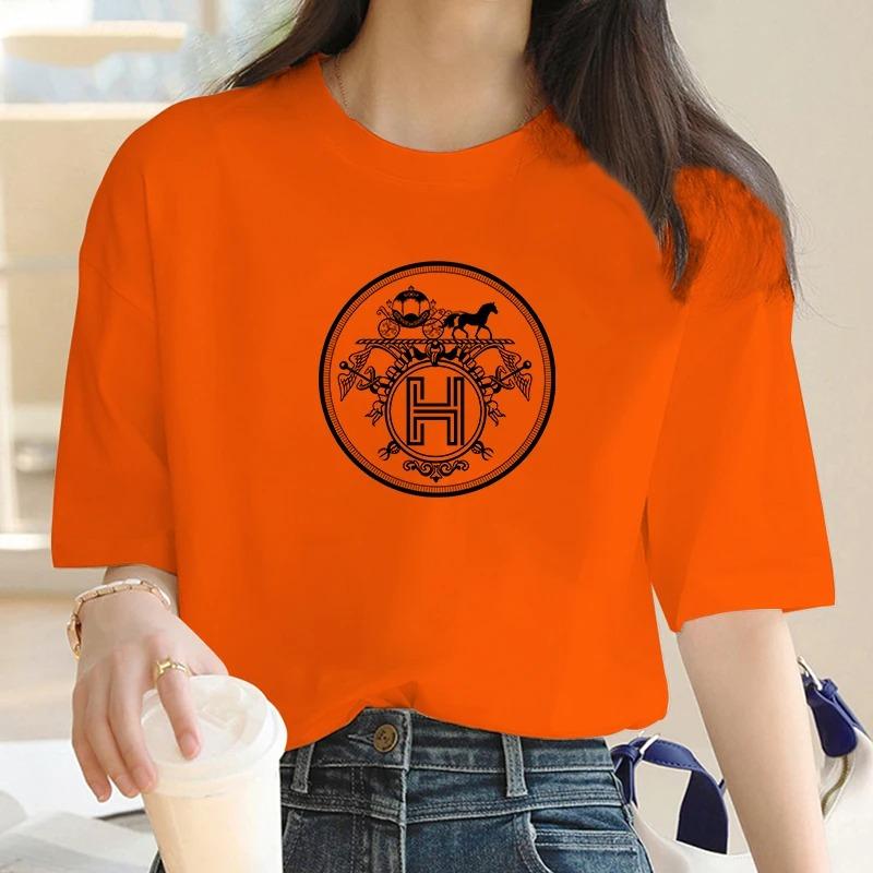 2024 Роскошный бренд моды Буква H Суррей Печатный круглый вырез Одежда унисекс футболка с коротким рукавом тренд унисекс летний топ Y2K