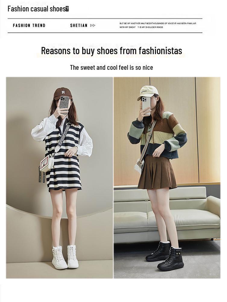 Женские бархатные высокие зимние ботинки - зимняя коллекция 2024 года, корейский стиль, теплая повседневная обувь из хлопка (ZY5867)