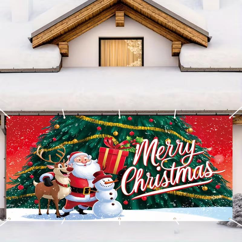 2D Santa with Gift and Christmas Tree Photography Background