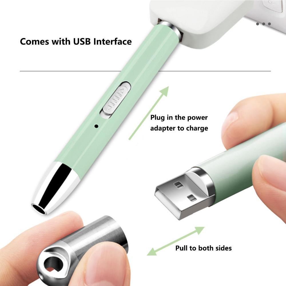 USB-зарядка Ручка-дрель Цвет маття Зеленый футляр для хранения USB-заряжаемая ручка 6 сменных насадок Светящаяся ручка-дрель Для домашнего использования