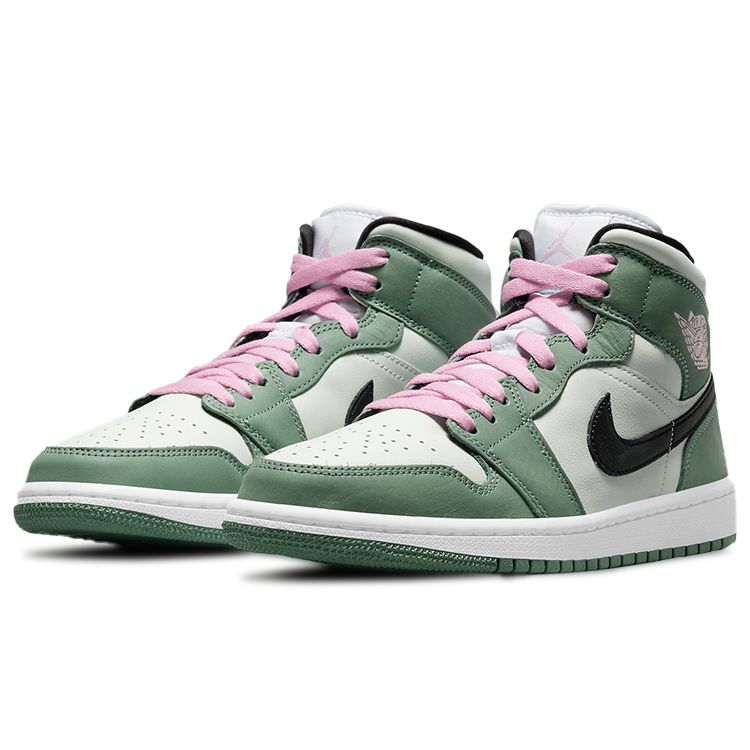 Air Jordan 1 Mid SE Dutch Green Женские кроссовки Черные едва-зеленые Arctic-Pink CZ0774-300