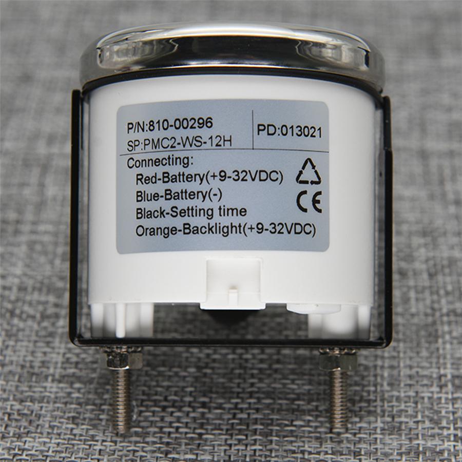 52mm Black Clock Gauges 12 Hours Meter Red Backlight Instrument For Car SUV Boat