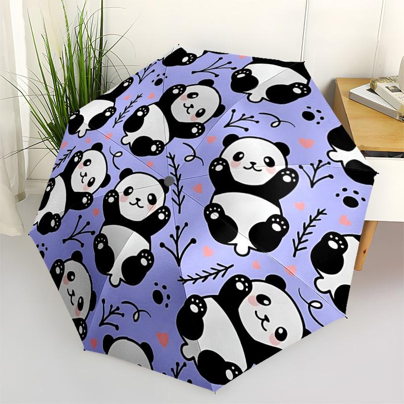 1pc Panda Pattern Automatic Open/Close Umbrella Compact Folding Umbrella, All-Season Portable Umbrella for Women/Men, Perfect Gift for Birthdays