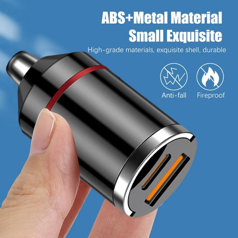 Новое 100 Вт автомобильное зарядное устройство с кольцом для вытягивания, мини-скрытое быстрое зарядное устройство PD30W, многофункциональное автомобильное зарядное устройство, адаптер быстрой зарядки, двойной USB-порт