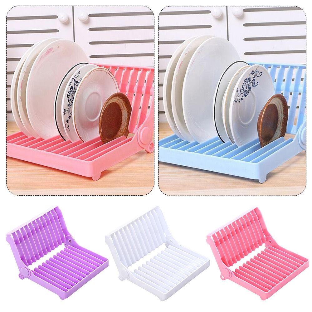 Foldable Design Dish Drying Rack Plastic Material Kitchen Drainer Plate Organizer  Plate Storage