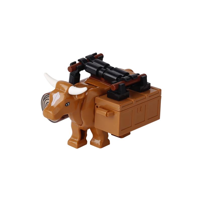 MOC Medieval Building Blocks Soldier Figures Weapons Accessories Armor Shield Flag Transport Ox Horse Mini Brick Toy Gift X010