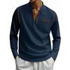 Spring and Summer Men's Long Sleeve Stand Neck Polo Polo Shirt Foreign Trade Solid Color Men's Bottom Long Sleeve