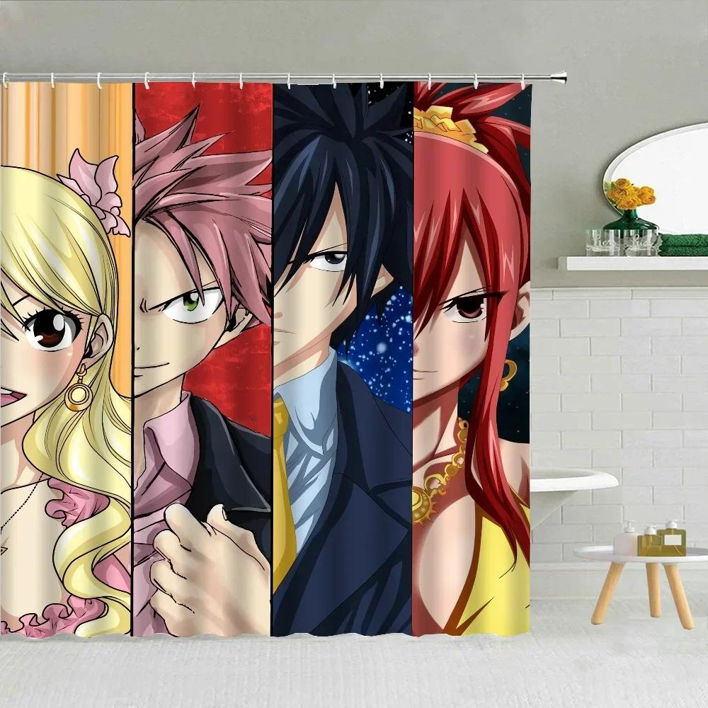 Fairy Tail Коралловые шторки для ванной для душа Складная перегородка Аксессуары для занавески для ванны Спальни Водонепроницаемая ткань.