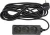 Electric extension cord, black, 3 sockets with grounding, 3m 72616 VOREL