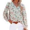 Floral Chiffon Shirt Women Vinatge Fashion Lantern Sleeve Print Blouses Tops 2022 V-neck Casual Flower Plus Size Blouse 19347