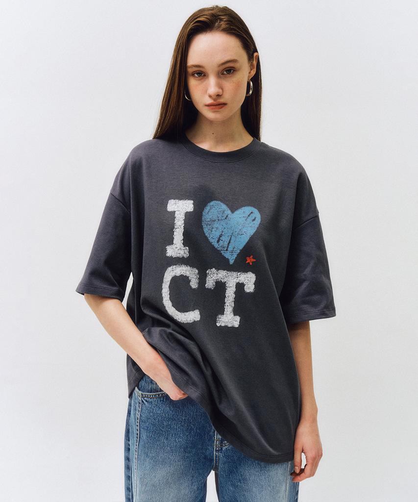 CITTA Футболка оверсайз I Love City_Ctt381 (Древесный уголь)