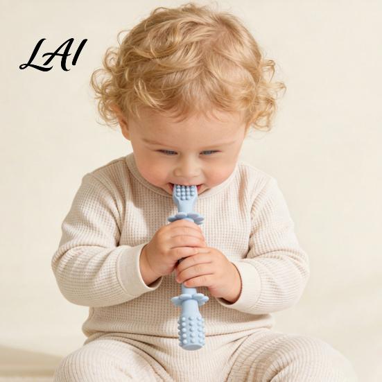 Toddler Gripping Teething Toy Baby Silicone Toy Food-Grade Bite Soother for Gum Hand Eye Coordination Relief Anti-Finger Biting Chew Stick,