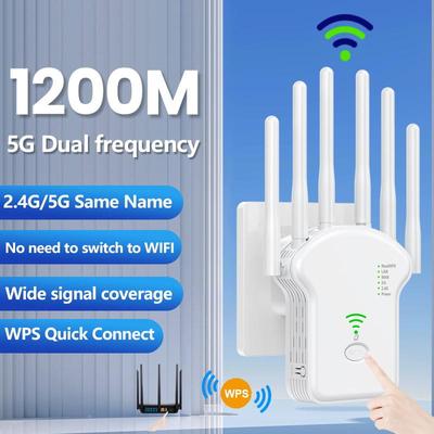 5G 1200 Мбит/с Беспроводной WiFi Повторитель Сигнала WiFi 2,4 ГГц 5 ГГц Двухдиапазонный Wi-Fi Удлинитель 6 Антенн Сетевой Усилитель Роутер WPS AVE