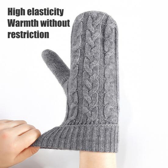 Thermal Knit Gloves for Winter Double-Layer Fleece Lined Windproof Mittens