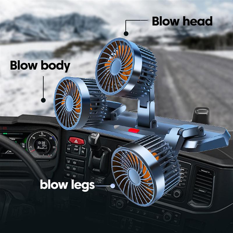 Fan For Car USB Double Fan Portable Fan Air Cooling Fan 360 Degree Rotation Office Fans Portable 3 Head Fan Mini USB Desktop Fan