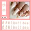 Long Almond Fake Nials Flowers Press On Nails Manicure Nail Tips  Women