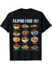 Новая модель 2025 года Футболка Filipino Food 101 Graph, Повседневная с круглым вырезом, Хлопковая смесь, Средняя эластичность, с Популярными Филиппинскими