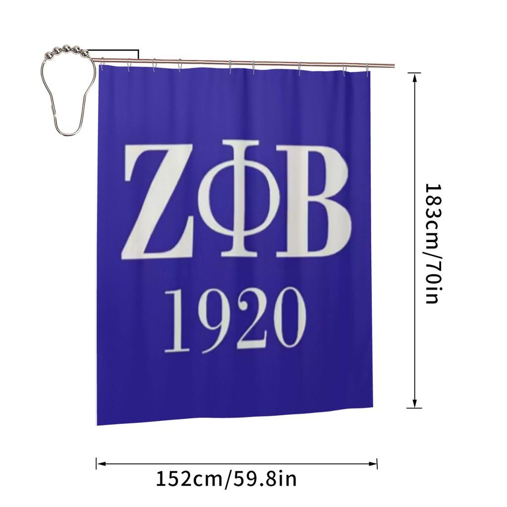 Логотип женского студенческого общества Zeta Phi Beta Греческая буква 1920 Занавеска для душа Ванная комната Полиэстер Водонепроницаемые Занавески для ванной с крючками