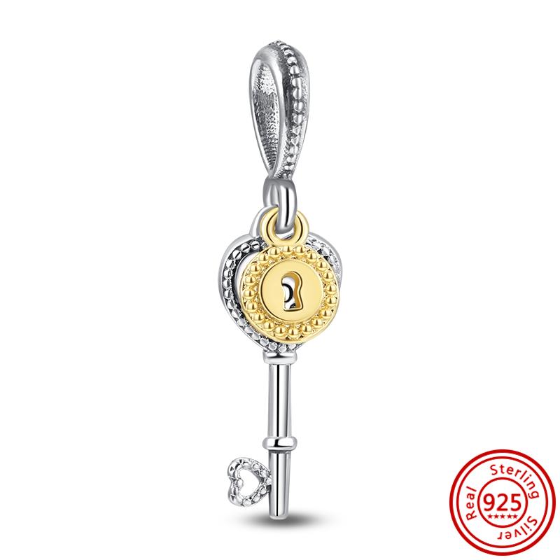 925 Серебряный Lucky Cat Pixiu Китайский Тигр Феникс Разделенный Инь и Ян Замок Ключ Бусина Подходит Оригинальные Подвески Браслет DIY