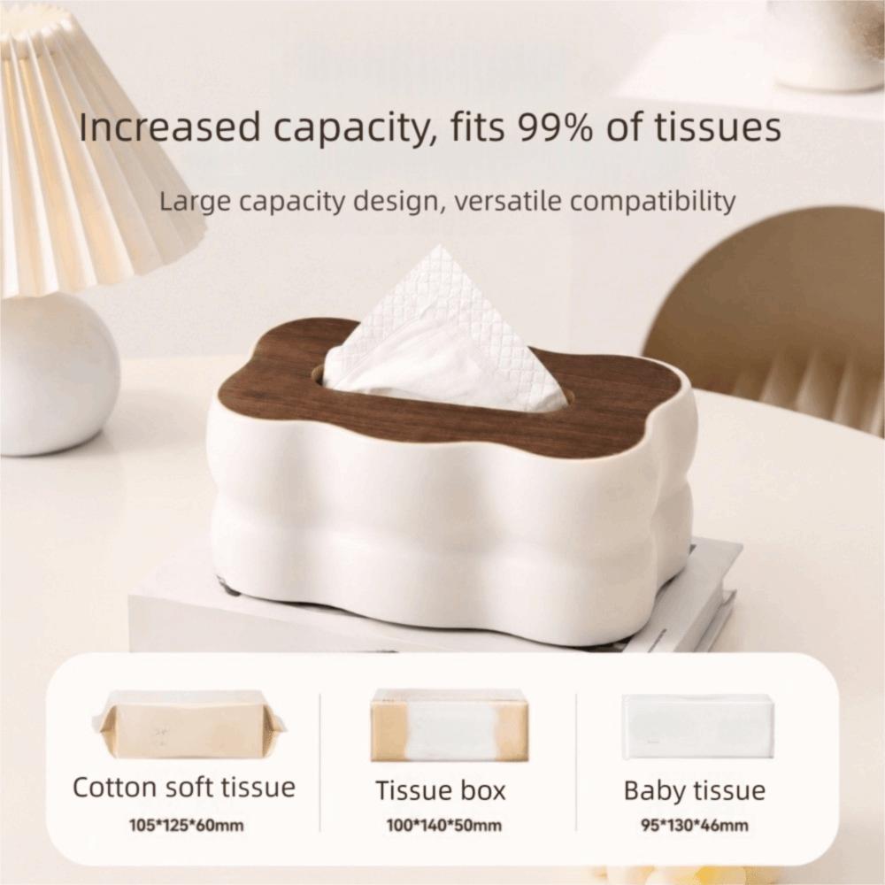 Removable Wood Lid Napkin Holder Plastic Wavy Tissue Dispenser Cloud Shape Tissue Box  Office