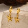 European and American electroplated stainless steel starfish shell earrings women's light luxury holiday shell 18K gold earrings