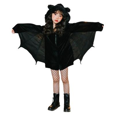 Костюм Летучей Мыши Дьявола Вампира для Детей на Хэллоуин Косплей Набор для Милого и Стильного Образа для Школы и Мероприятий [mxcgzl] Набор, 2 предмета, Детский, Черный, Фестивали,