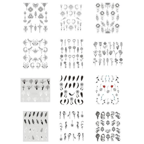 Цветочные перья простой рисунок женские наклейки для ногтей наклейка DIY маникюрные инструменты