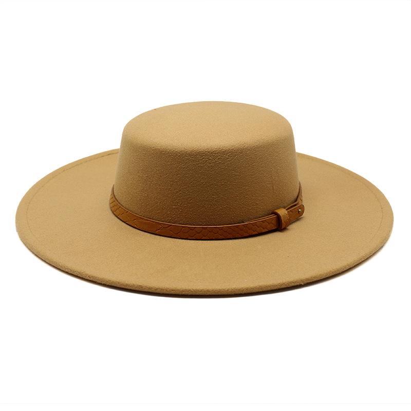 10Cm Brim Flat Top Top Hat Big Eave Hat British Woolen Felt Hat, Men'S And Women'S Top Hat