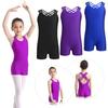 Girls Basic One Piece Cross Back Gymnastic Ballet Dance Leotard Unitard Bodysuit Athletic Biketard