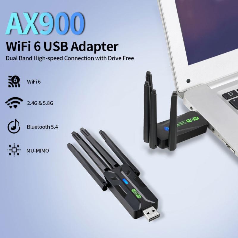 Двухдиапазонный USB-адаптер Bluetooth WiFi 6: Бесдрайверный 5G сетевой приемник, Plug & Play