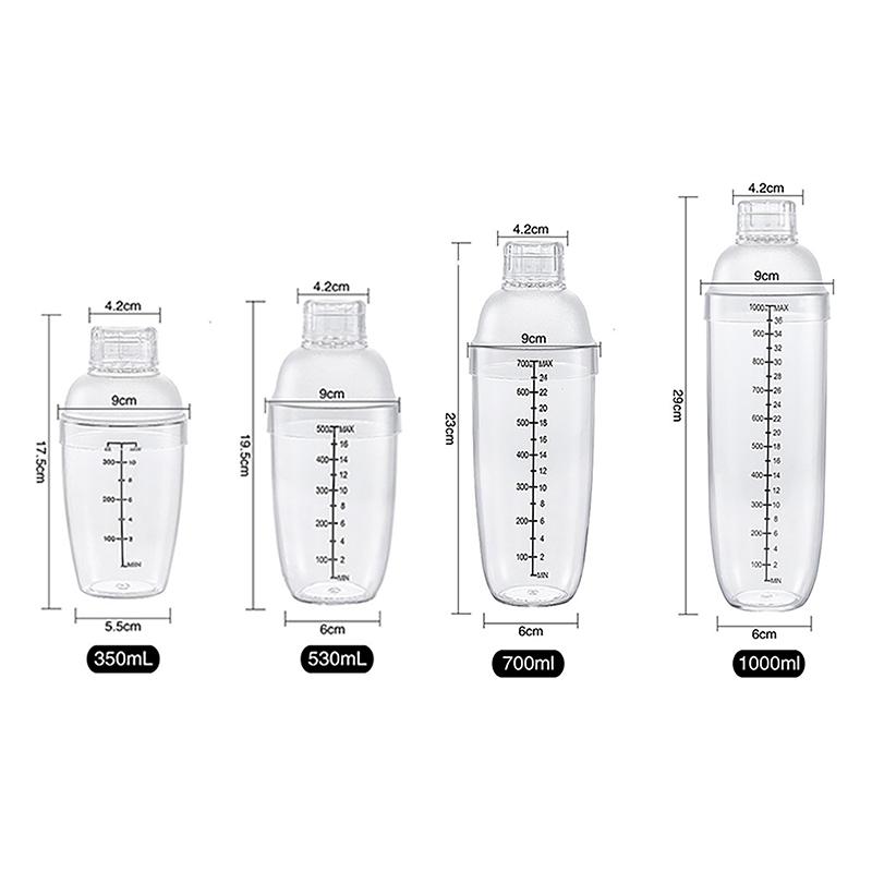 Plastic Cocktail Shaker Hand Shaker Cup With Scales 350Ml/530Ml/700Ml/1000Ml Milk Tea Wine Drink Shaker Mixer Bar Tool
