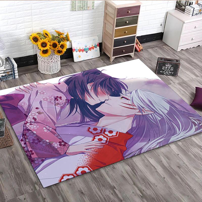 Inuyasha Vs Sesshomaru Carpet Office Decorative Carpet For Living Room Bedroom Door Mat Floor Rug Computer Chair Area Rug holiday gift