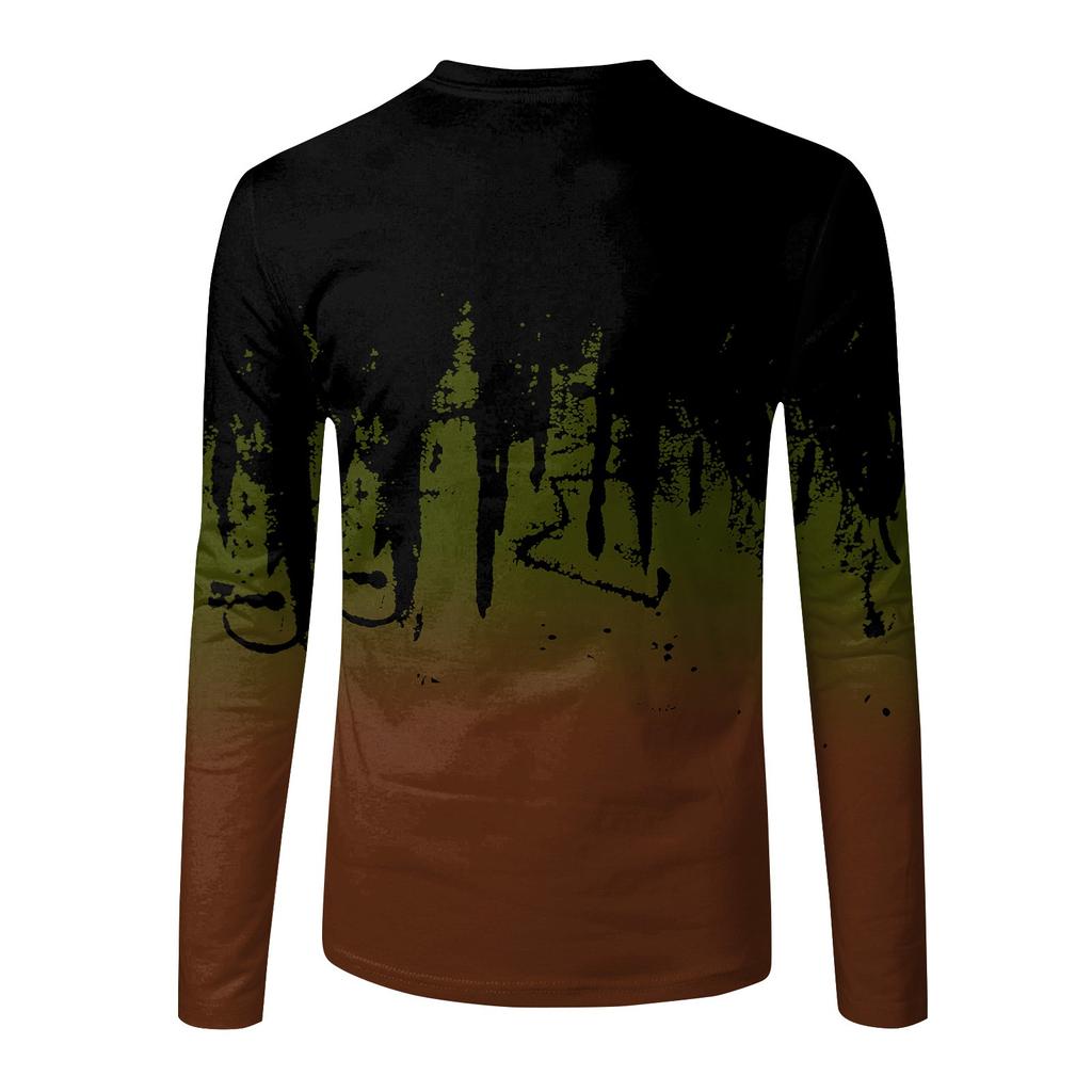 Мужская весенняя футболка с длинным рукавом с чернильным принтом Мужская свободная повседневная модная футболка с длинным рукавом