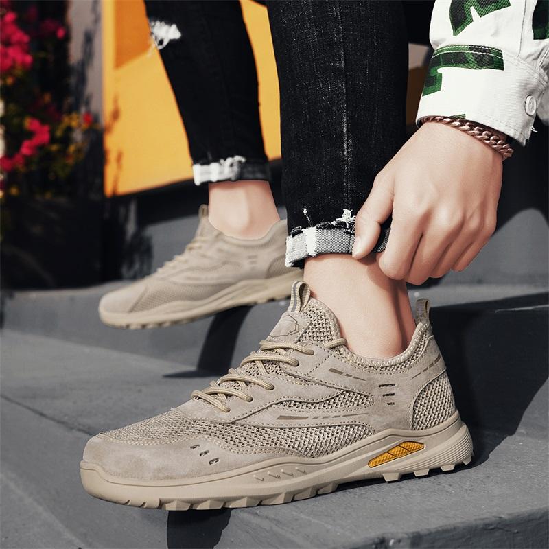 Модная легкая обувь для ходьбы Классические повседневные кроссовки для мужчин Сетчатая дышащая обувь на эластичной шнуровке Мужская обувь для тренировок, спорта, бега
