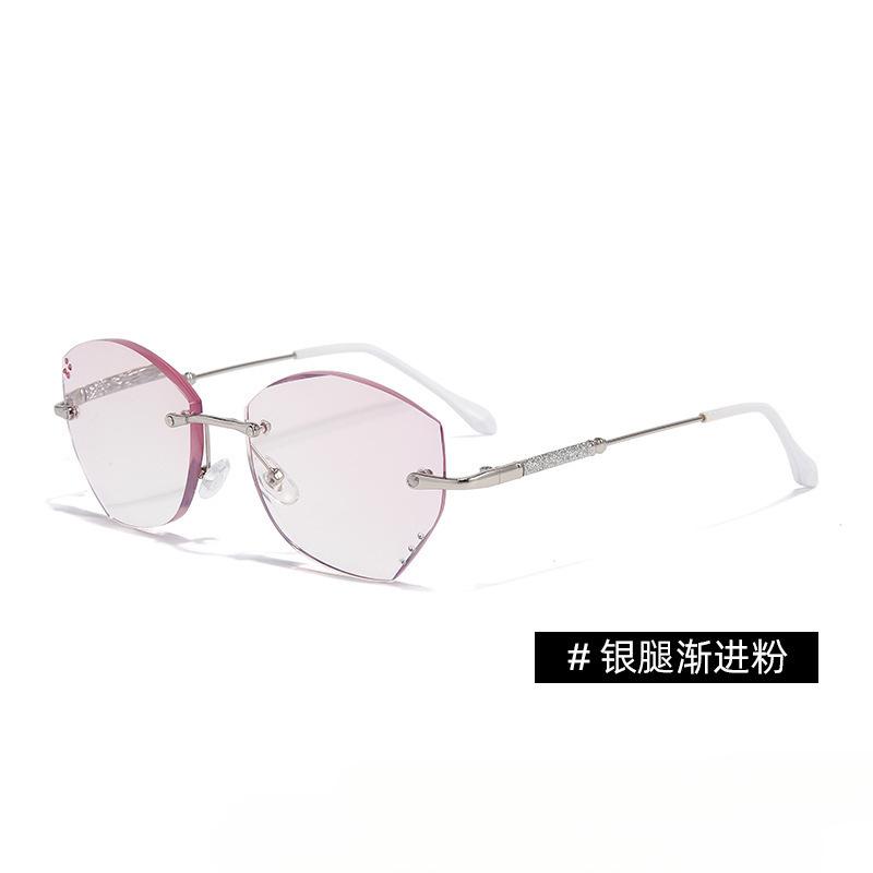 Customized diamond-encrusted reading glasses women's ultra-light frameless trimming comfortable high definition anti-blue glasses frame shows youthfu