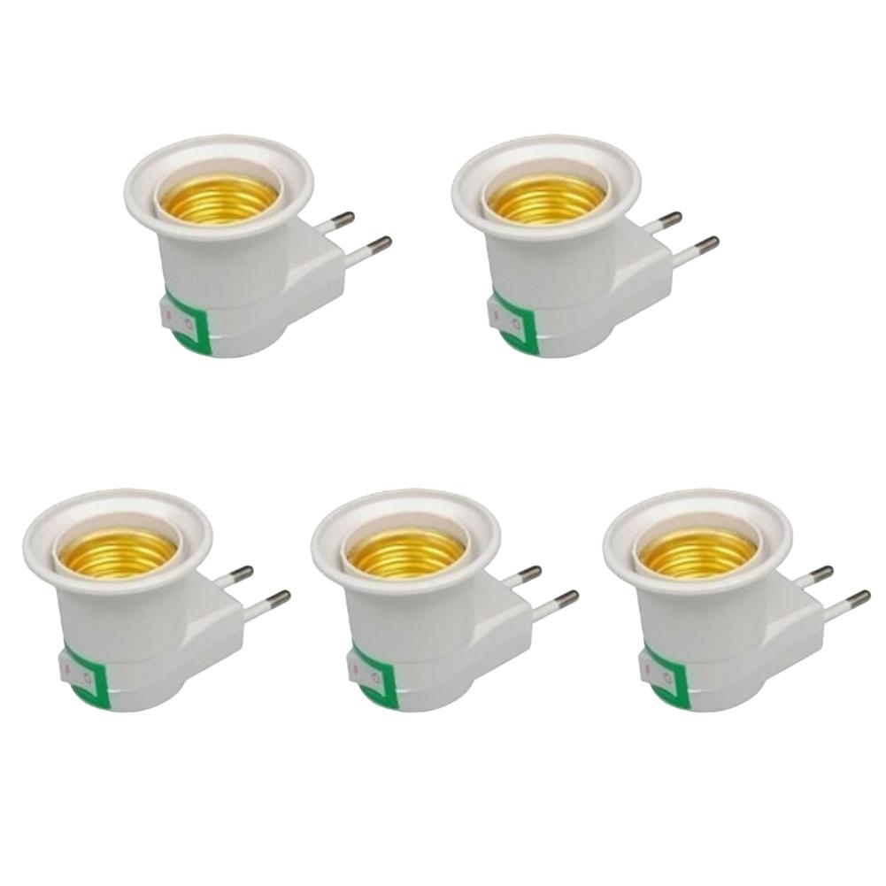 5/10Pcs E27 EU Lamp Socket Adapter Wall-mounted Bulbs Socket Base Holder With Switch Standard Screw-in Socket Outlet Converter