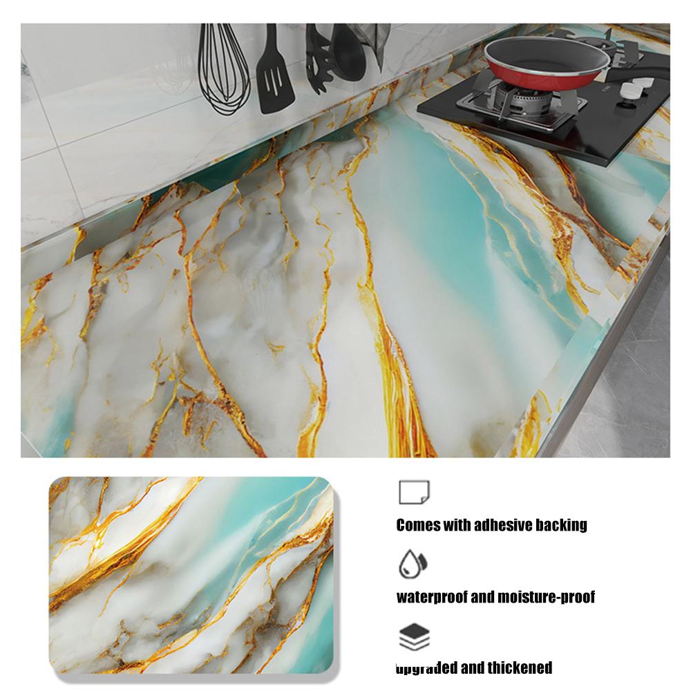 Marble Oil Resistant 40cm Kitchen Sticker Self-adhesive Waterproof Cabinet Stove Top Wallpaper Desktop Bathroom Decoration