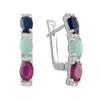 Silver Earrings with 1.797ct Natural Sapphire, Emerald, Ruby (2076018)